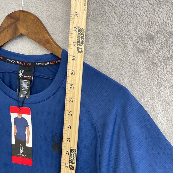 NEW Spyder Active Men's M Blue Short Sleeve Performance T-Shirt Polyester g32 - Picture 3 of 7